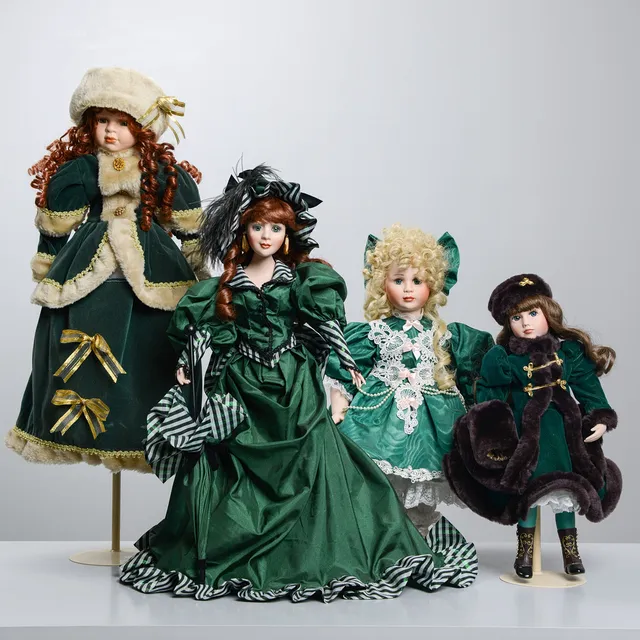 PORSLINSDOCKOR, 4 st, Franklin Heirloom Dolls, 1900-talets andra del.