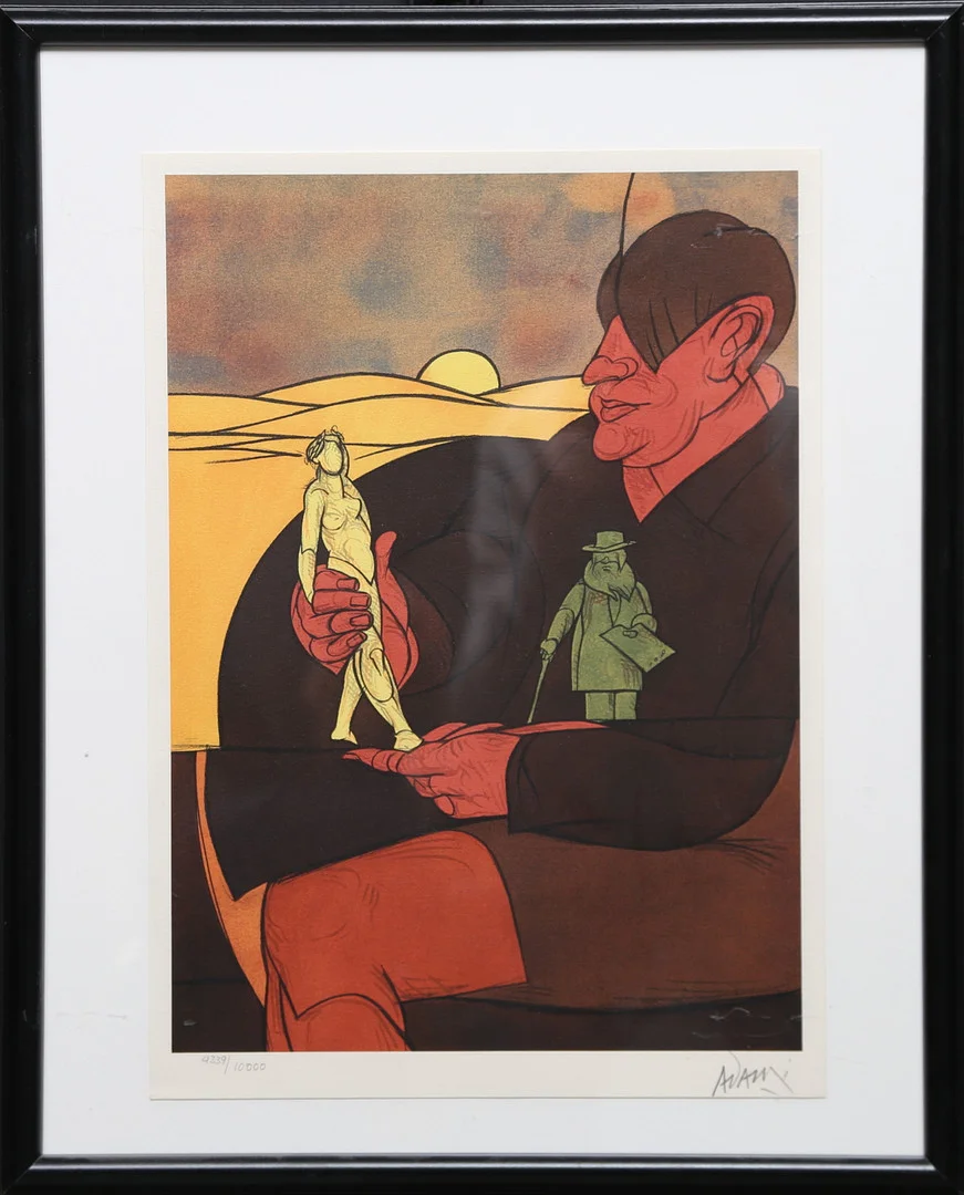 VALERIO ADAMI. Komposition med figurer, litografi, signerad Adami, numrerad 6376/10000. — Engravings & Prints — Gomér & Andersson Linköping