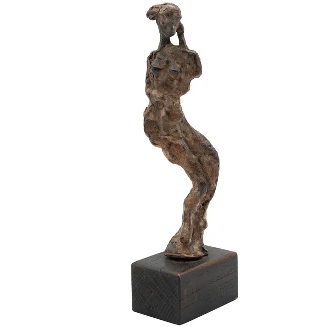 ALLAN JÄDERÅS. SKULPTUR, figurstudie, signerad, brons, trä.