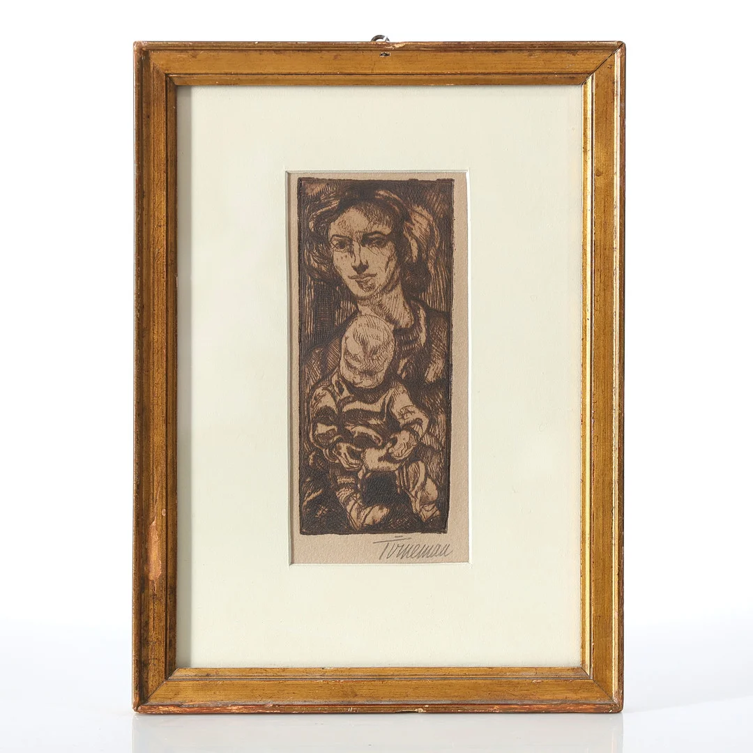 AXEL TÖRNEMAN. Kvinna med barn, etsning, signerad. — Engravings & Prints — Gomér & Andersson Nyköping