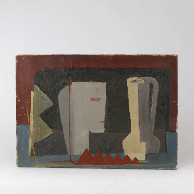 UBEKENDT KUNSTNER. Kubistisk opstilling, olie på lærred, 1960'erne.