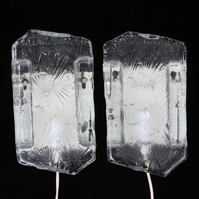VÄGGLAMPOR, glas, 1900-talets mitt.