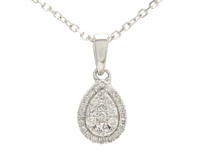 HÄNGE/KEDJA, 18K vitguld, briljantslipade diamanter ca 0,13 ctv, ca W/SI-P, längd 46 cm, vikt 1,6 g.