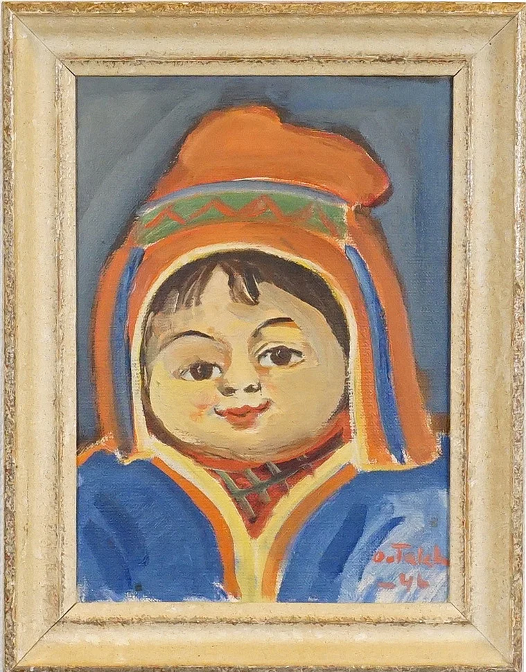 ALVAR OUTAKKA (1897-1951) Samebarn, olja på duk, signerad samt daterad -46. — Paintings — Roslagens Auktionsverk