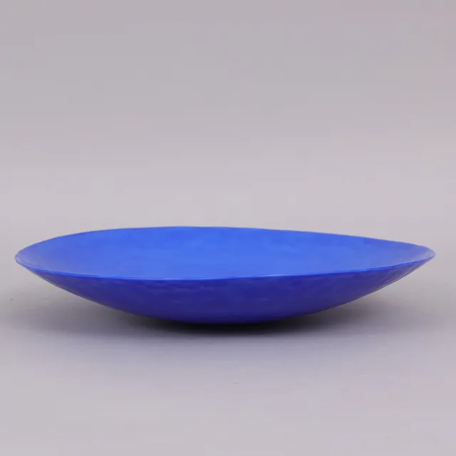 EVA ENGLUND. Fat, Indigo, etikettmärkt, signerad och daterad -91, Pukeberg Glasbruk Sweden.