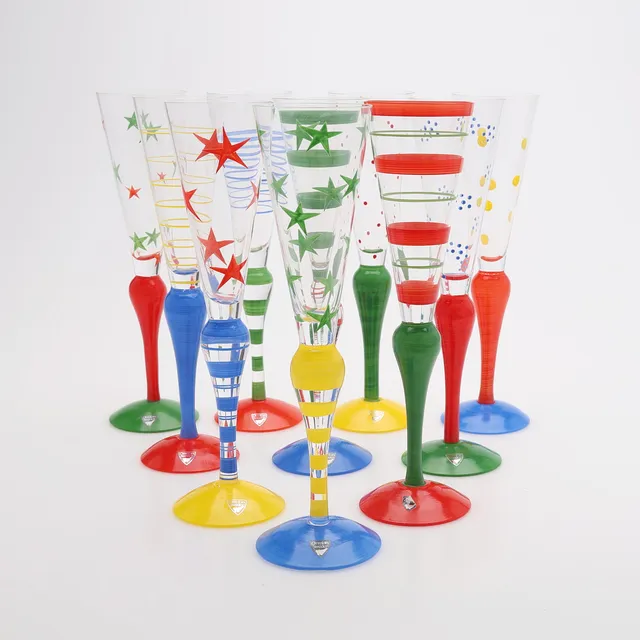 ANNE NILSSON (1953–). CHAMPAGNEGLAS, 10 ST, "CLOWN", ORREFORS.