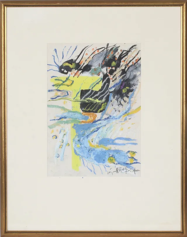 JÖRGEN FOGELQUIST. "Det blommande trädet", pastell på papper, signerad.