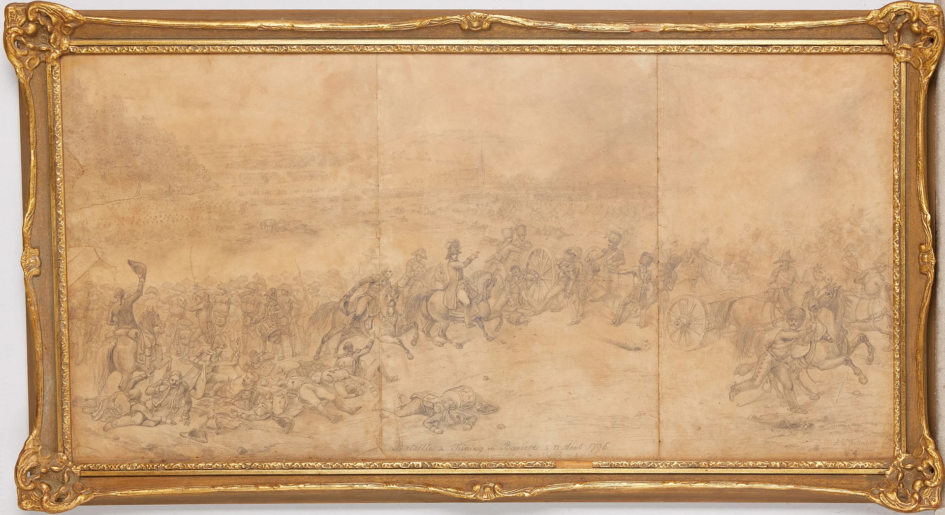 ALEXANDER CLEMENS WETTERLING (1796-1858). "Bataille de Feining 1796", blyerts på papper, signerad och daterad 1838. — Drawings — Stockholms Auktionsverk Magasin 5