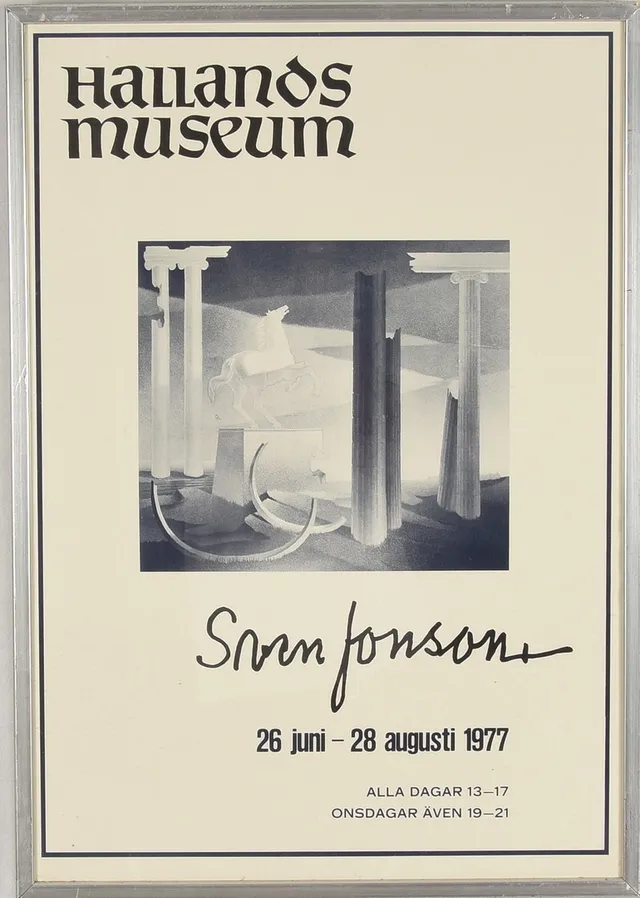 UTSTÄLLNINGSAFFISCH, offsettryck, Hallands Museum, Sven Jonsson 1977.