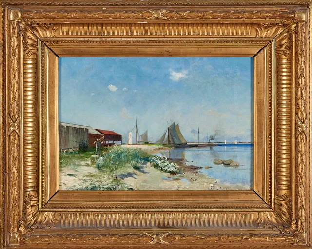OLOF KRUMLINDE. Kustmotiv, olja på duk, 26 x 38 cm.