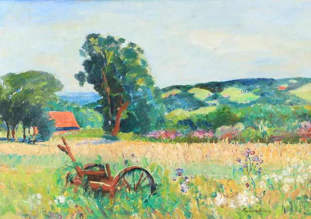MAURICE MOBERG. Sommarlandskap, olja på duk, signerad.