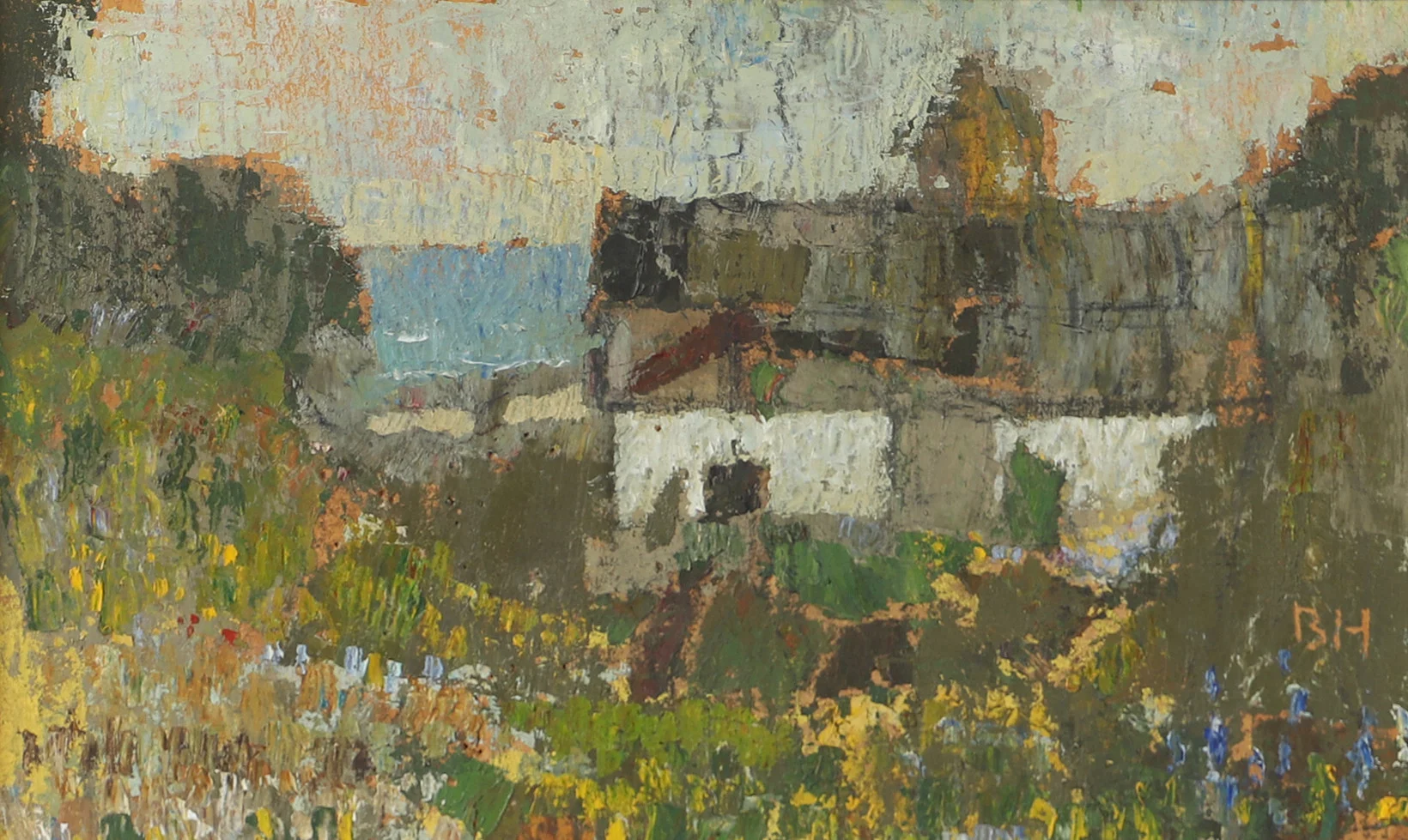 BIRGER HALLING. Landskap med hus, olja på pannå, signerad B.H. — Paintings — Helsingborgs Auktionskammare