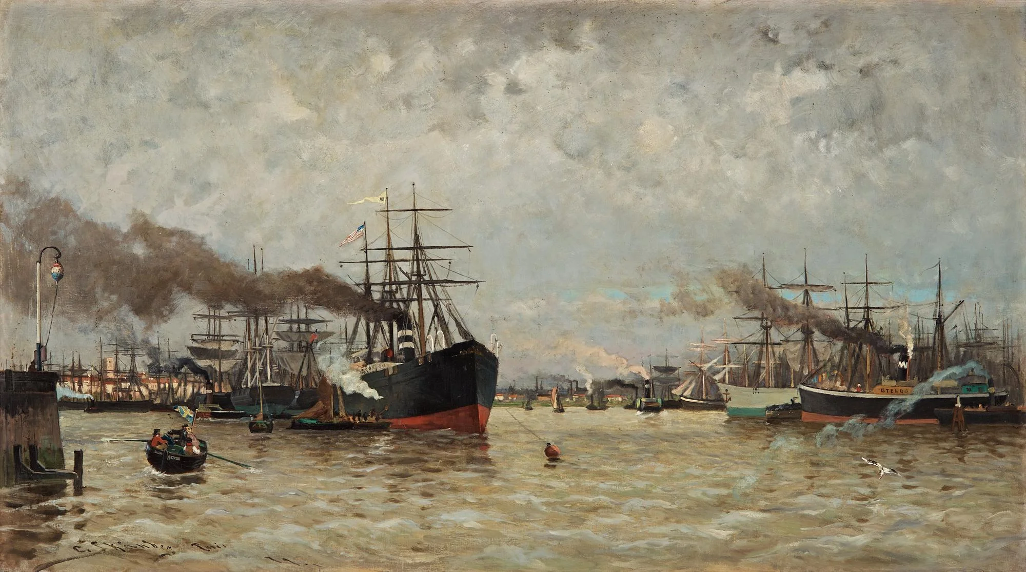 Carl Skånberg, "Hamnen i Rotterdam". — Bukowskis
