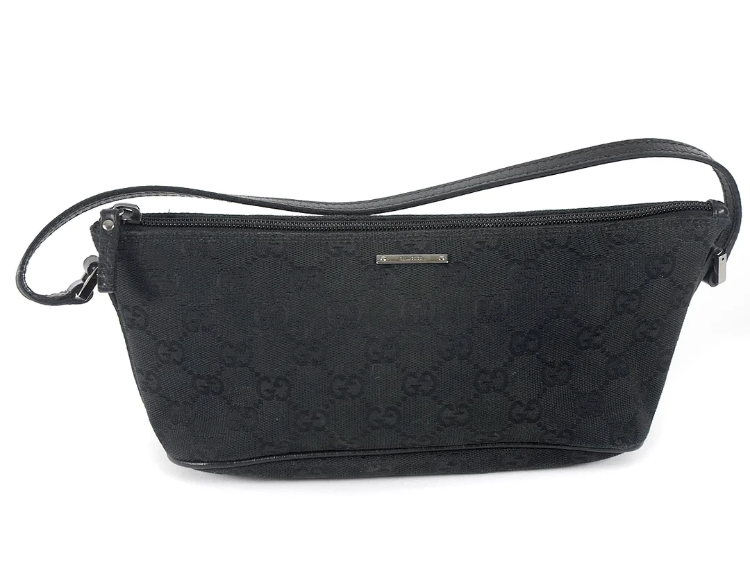 VÄSKA, GUCCI, svart gg monogram, svart läder, 21x10x7 cm, dustbag. — Accessoarer/Väskor — Kaplans