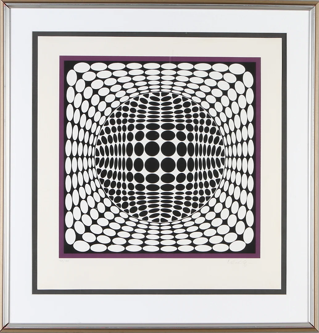 VICTOR VASARELY. färglitografi, signerad samt numrerad 93/100. — Engravings & Prints — Auktionshuset Kolonn