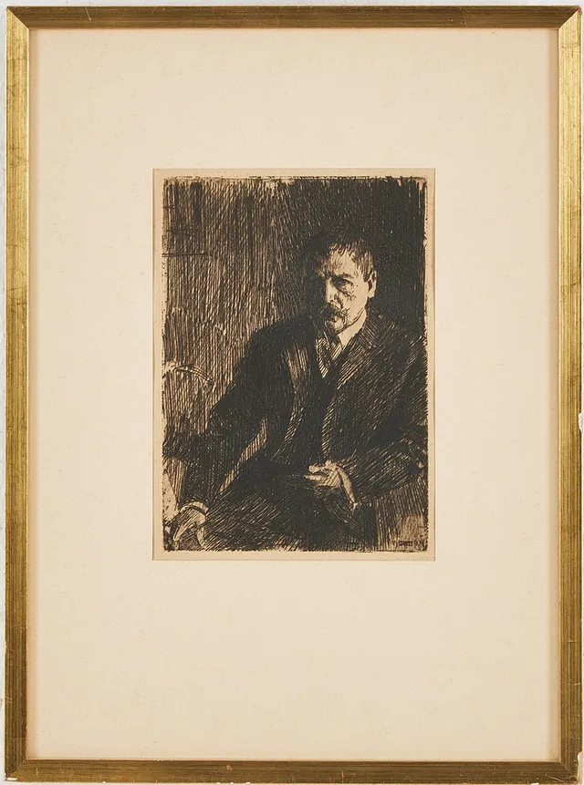 ANDERS ZORN. "Självporträtt 1904 I", etsning, ur Die Graphischen Künste 1905.