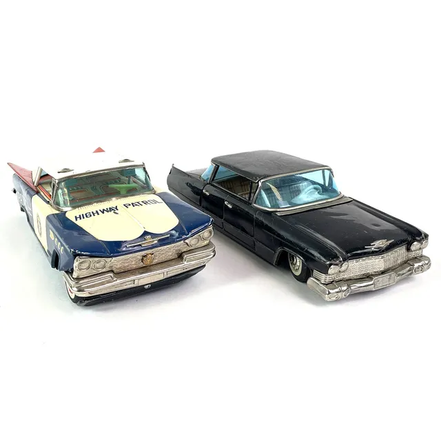 LEKSAKSBILAR, Cadillac, Highway patrol, plåt, 1900- talets mitt, Japan.