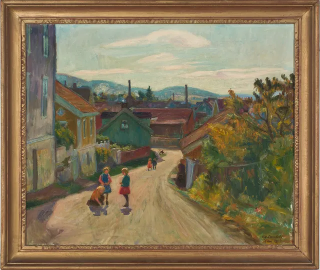 Lundeby, Alf — Lekende barn i gate, Lillehammer 1925
