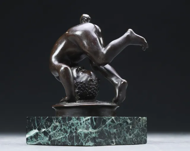 Jens Jacob Bregnø. Bronzefigur i form af faun