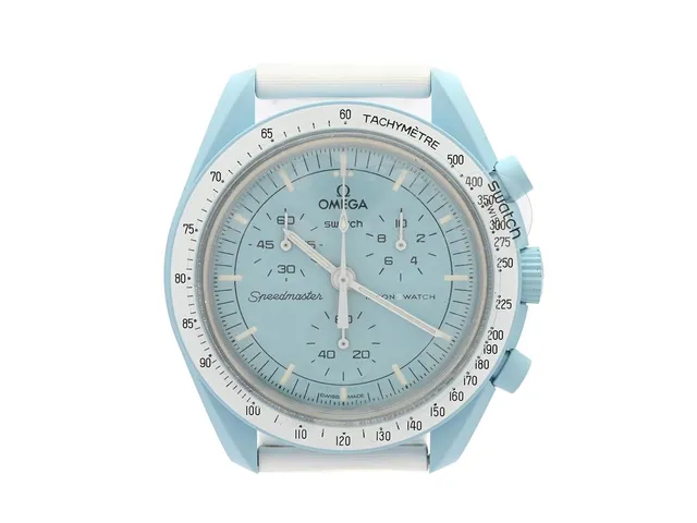 SWATCH/OMEGA, MoonSwatch, Mission to Uranus, Ref nr. SO33L100, kronograf, herrur, 42 mm, bioceramic, quartz, plexiglas, Velcro-band, cert, augusti 2022, box, ytterkartong.
