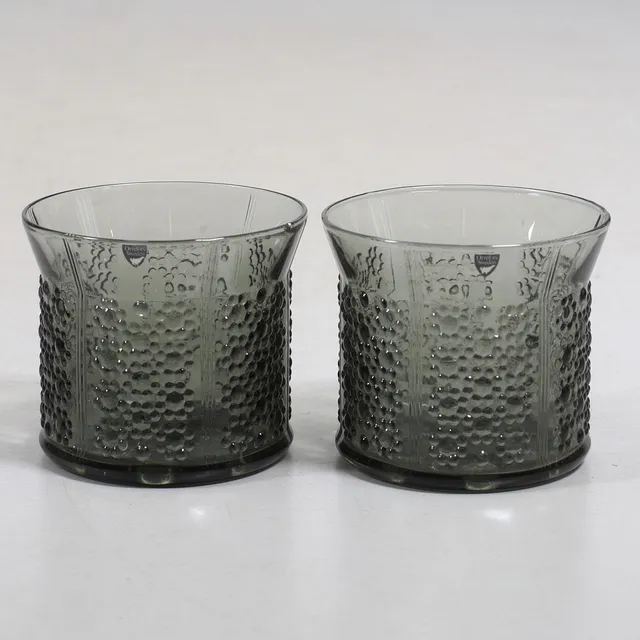 OLLE ALBERIUS. Ytterfoder, 2 st, glas, "Flora", Orrefors.