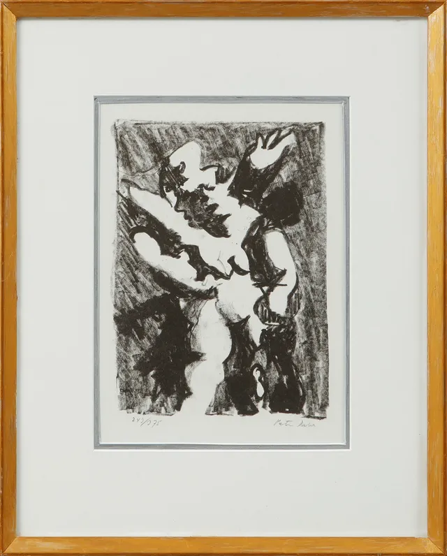 PETER DAHL. Komposition med figurer, litografi, signerad och numrerad 243/375.