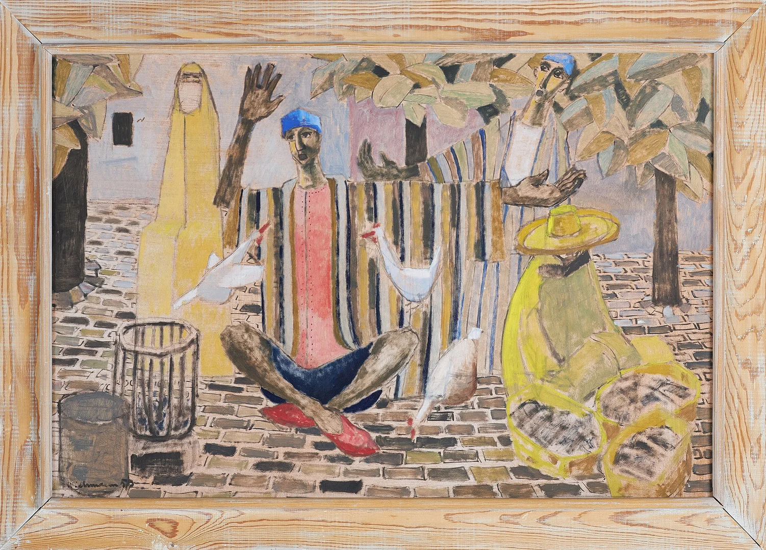 HARRY WICHMANN. Figurscen, olja på pannå, signerad och daterad 53. — Paintings — Stockholms Auktionsverk Sickla