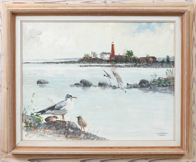 KURT EHREFELT. "Lotsstationen", olja på duk, signerad.