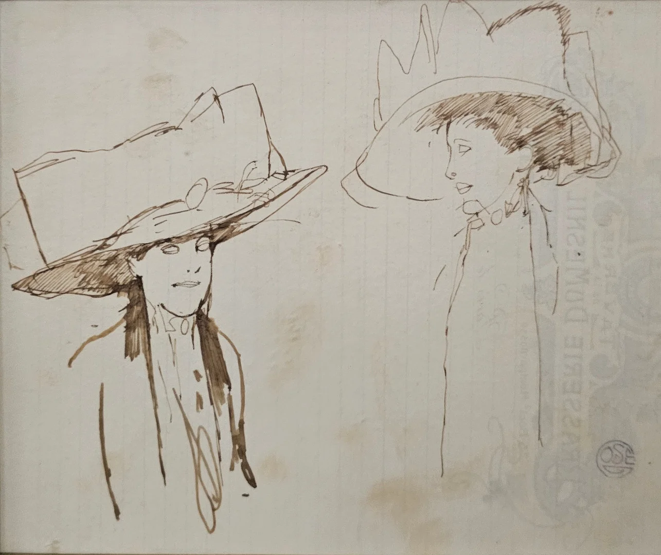 XAVIER GOSÉ. APUNTES PERFIL DE DAMAS. LÁPIZ SOBRE PAPEL. SELLO DE TESTAMENTARIA. — Drawings — Barcelona Auctions