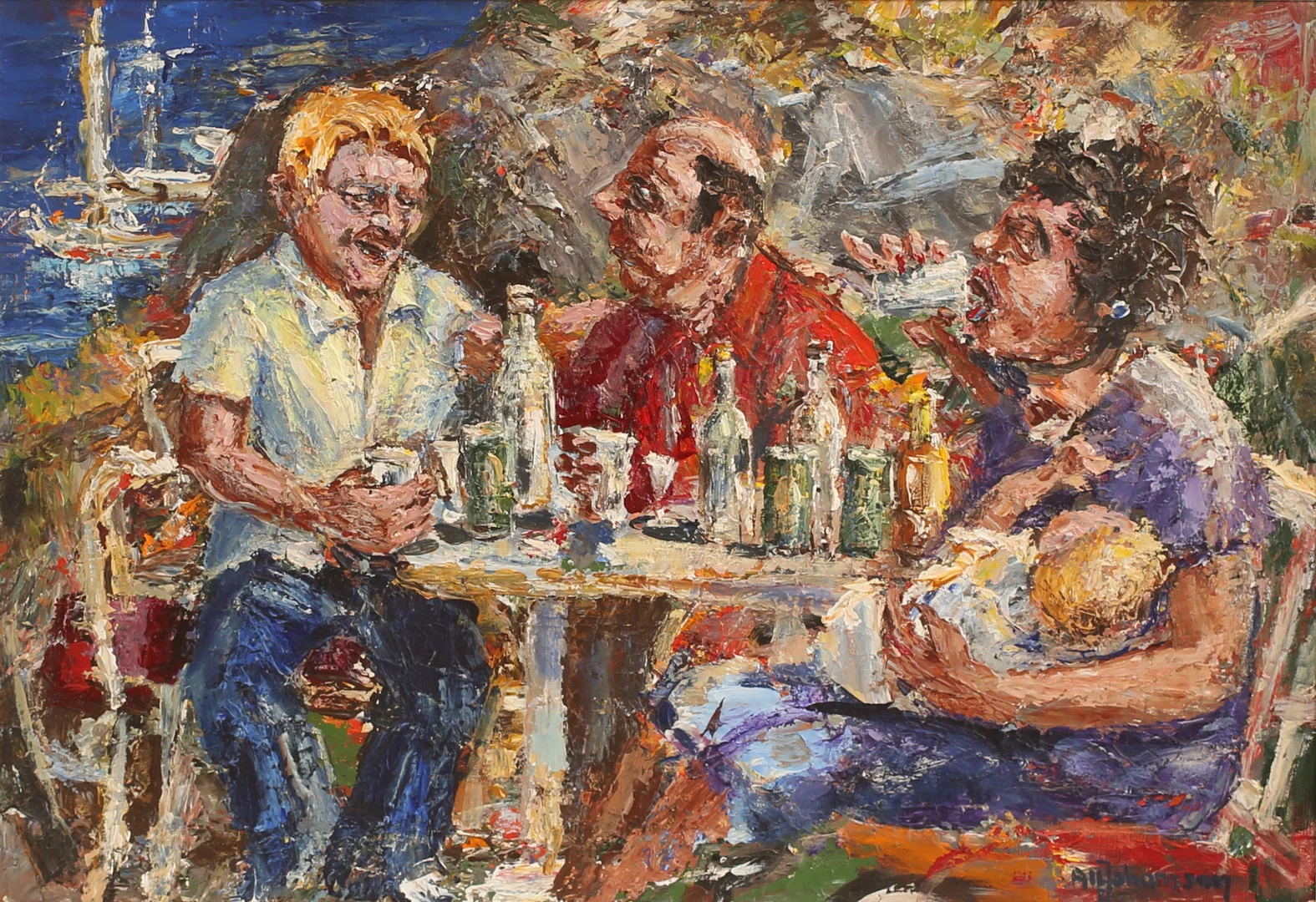 ALF JOHANSSON. Olja på duk, "Sommargästen", signerad. — Paintings — RA Auktionsverket Norrköping
