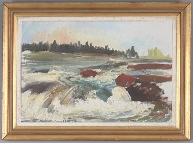 STIG WRETLING. "Storforsen", olja på duk, signerad och daterad 1933.