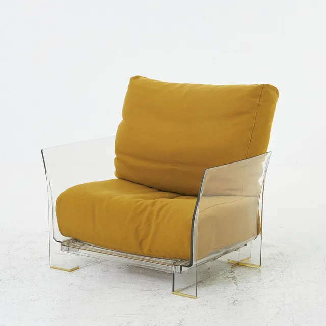 PIERO LISSONI& CARLO TAMBORINI. Fåtölj, "Pop", formgiven för Kartell, polyuretan, lösa sitt-ryggplymåer, formgivningsår 2008.