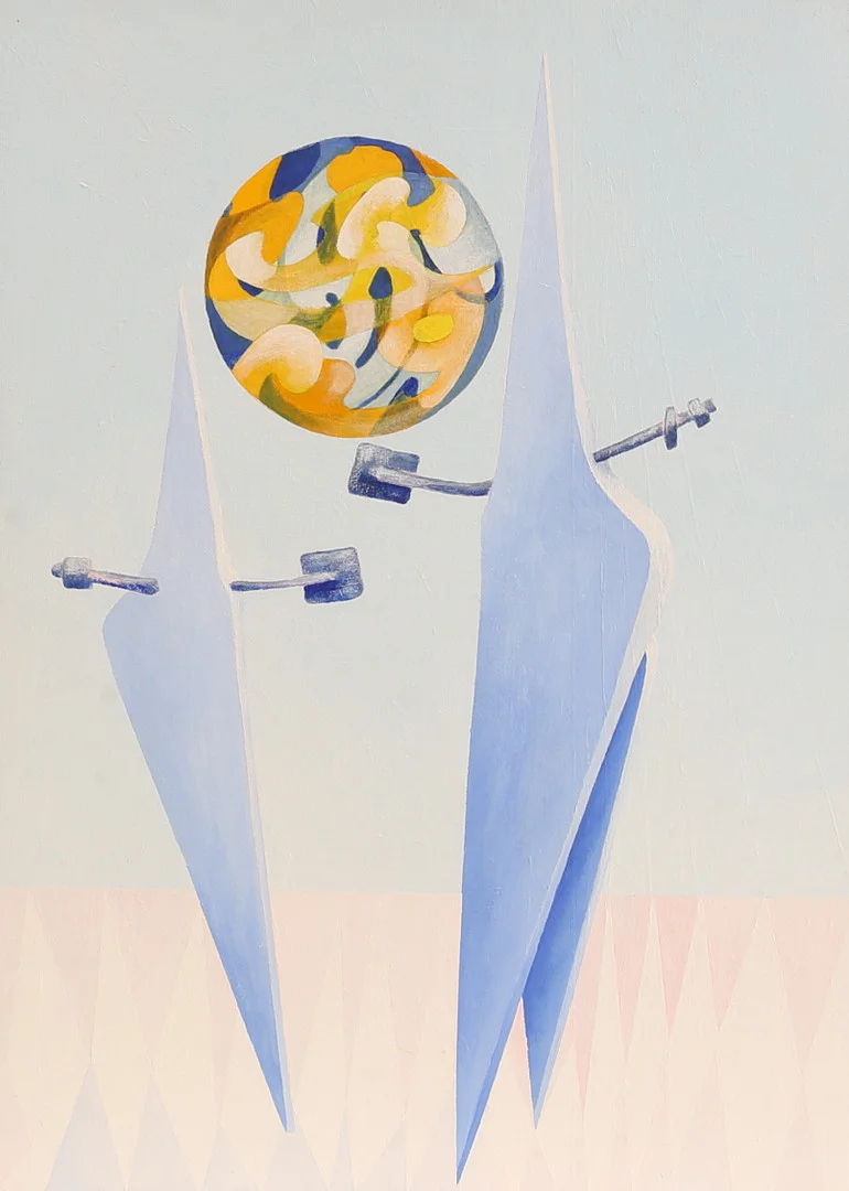 VILLE TOPS. Akryl på duk, "Olycksvarsel", signerad a tergo. — Paintings — RA Auktionsverket Norrköping