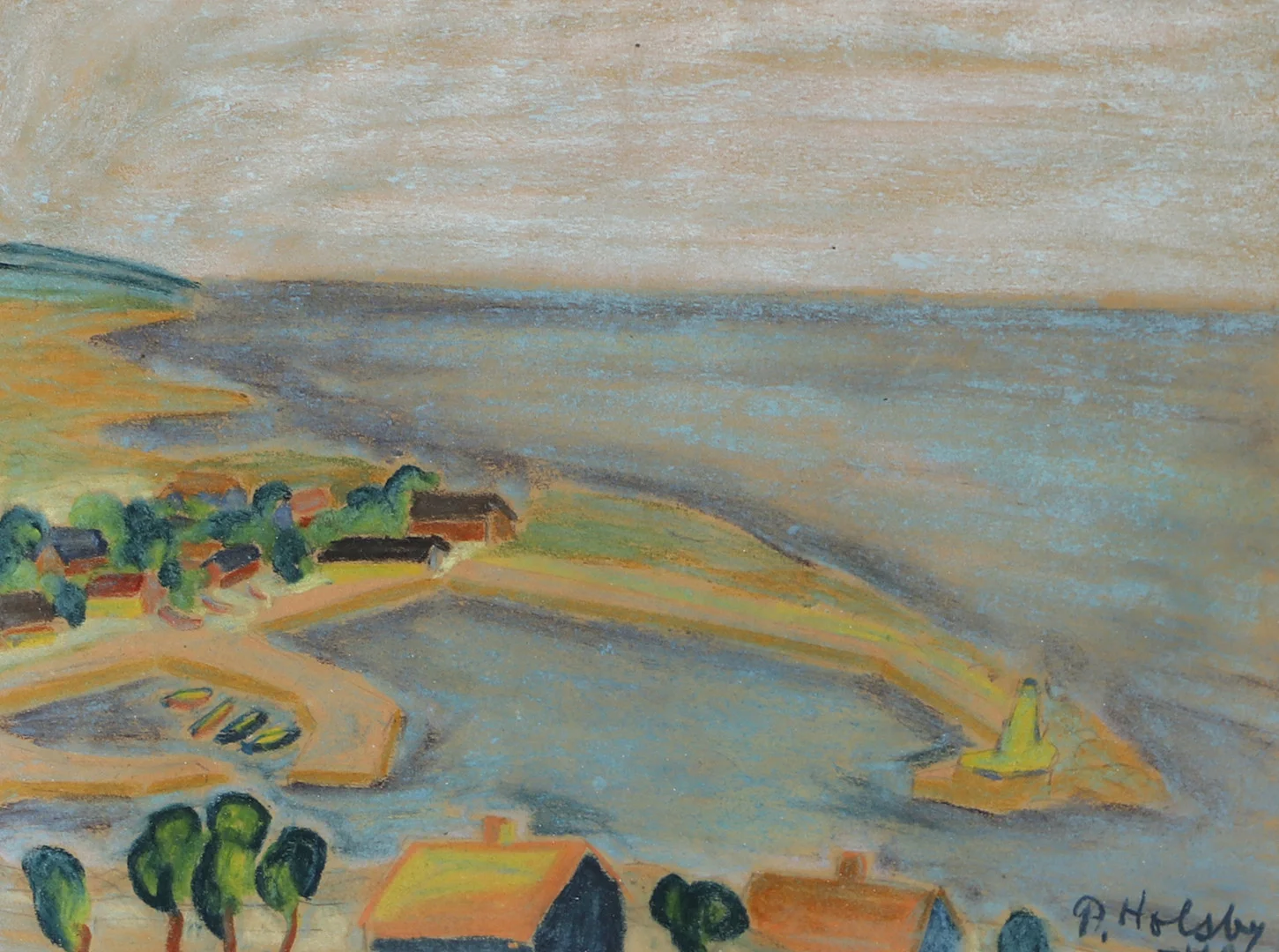 PAUL HOLSBY. Hamnmotiv, pastell, signerad P. Holsby -48. — Drawings — Helsingborgs Auktionskammare
