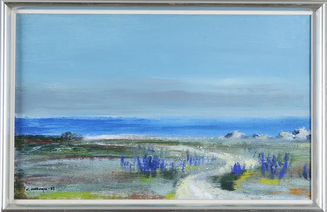 KURT ULLBERGER. Strandparti i Hoburgen, olja på duk, signerad, daterad -83.