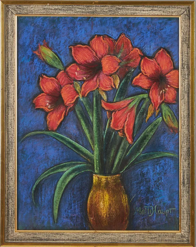 MATTI HAUPT (1912-1999). Amaryllis, pastell, signerad.