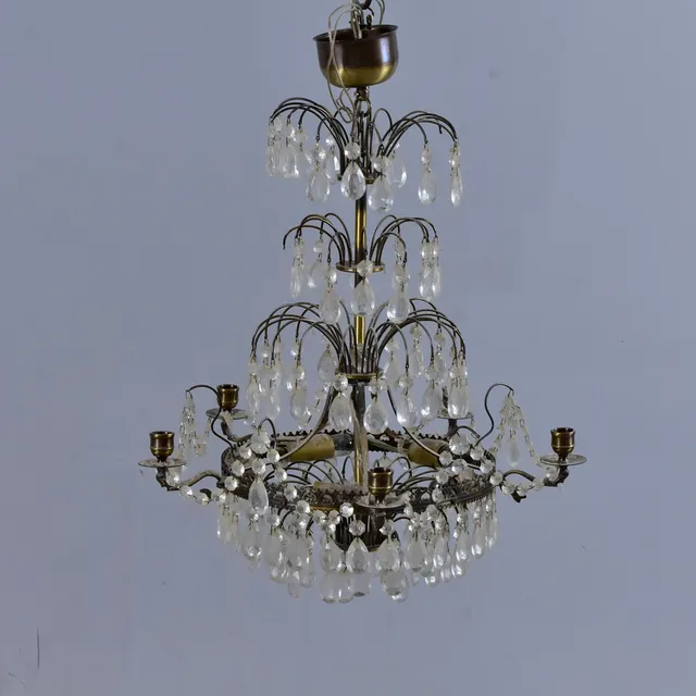 TAKLAMPA, med prismor, 1900-tal.