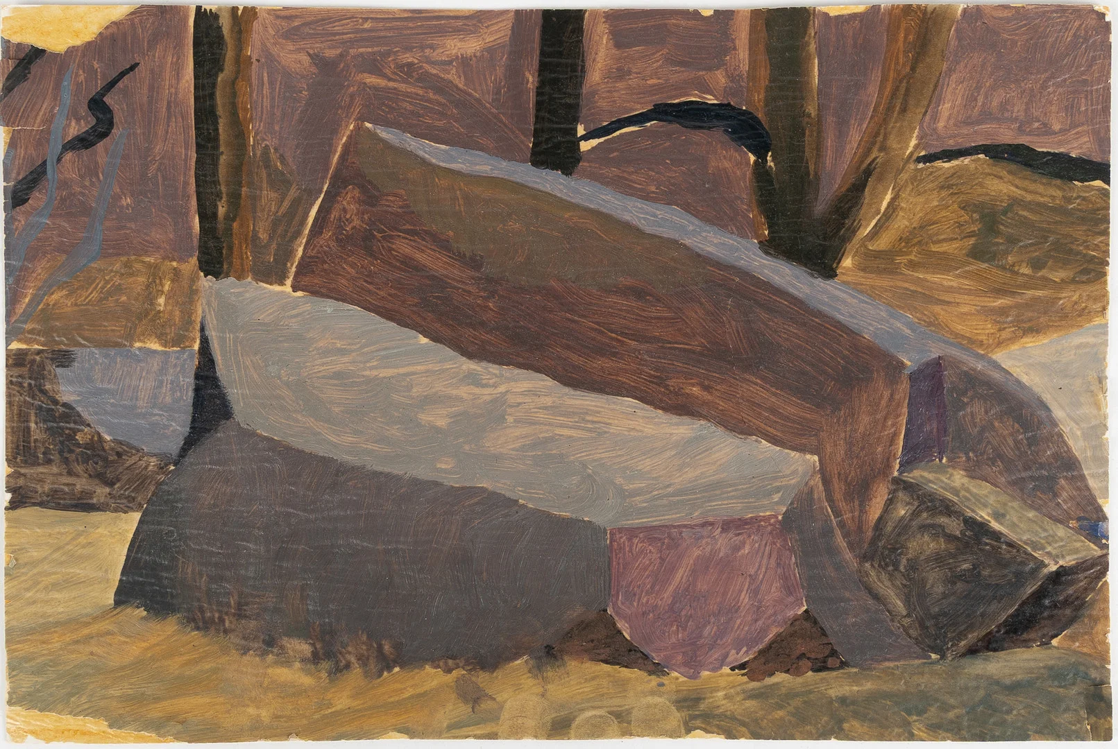 CURT ASKER. TILLSKRIVEN. Komposition, olja på papper, uppklistrad. — Paintings — Stockholms Auktionsverk Helsingborg