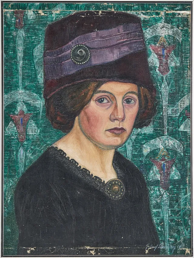 GABRIEL STRANDBERG. Kvinnoporträtt, olja på duk, signerad samt daterad Gabriel Strandberg 1911.