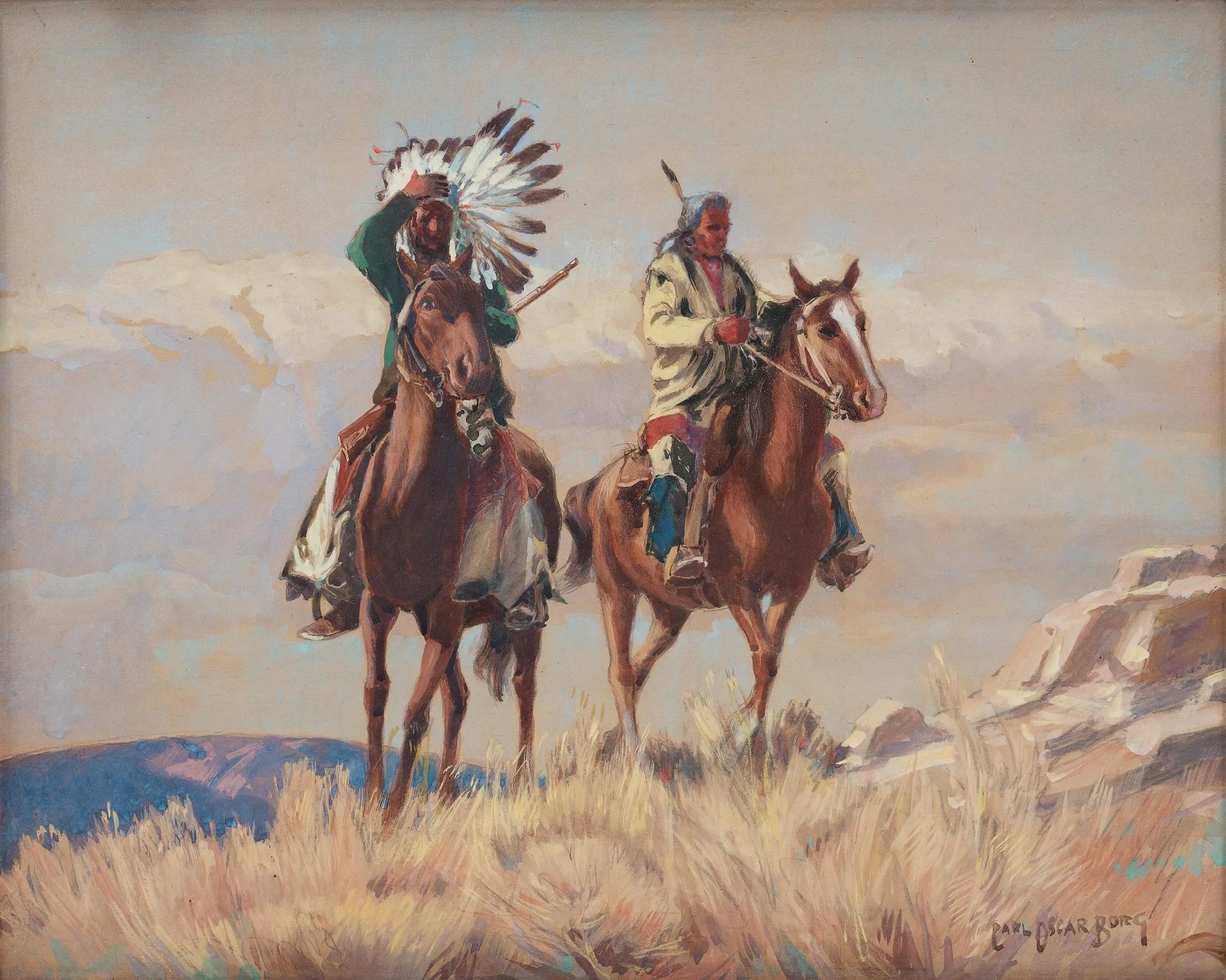 Carl Oscar Borg, "Blackfoot indianer"(”Blackfoot Scouts”). — Bukowskis