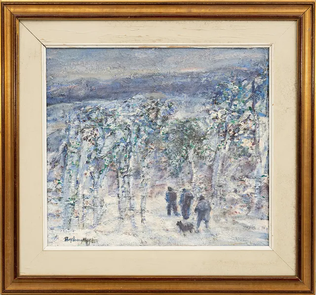 ROLF ERLING NYGREN. "Jägarna", olja på duk, signerad.