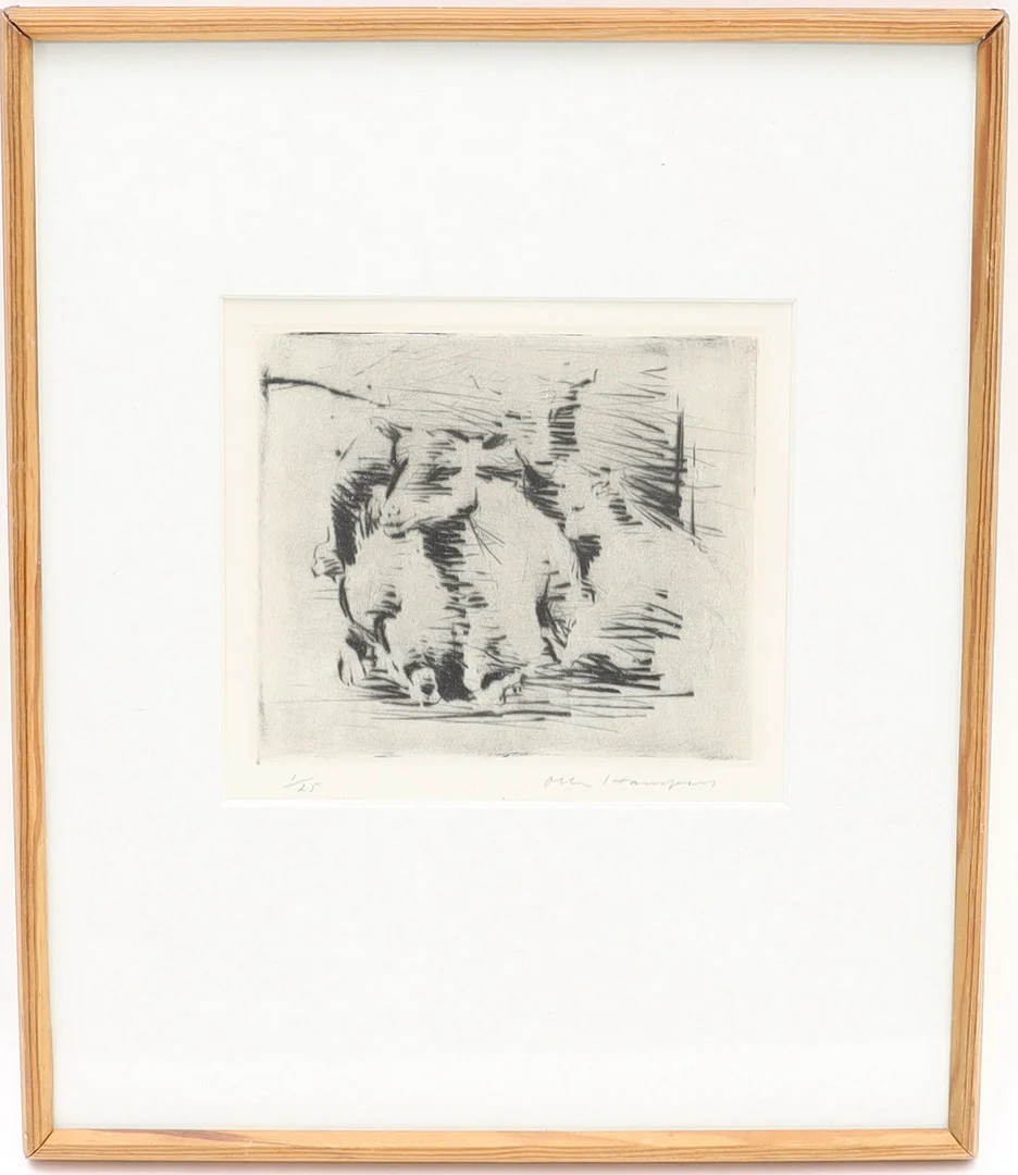 OLLE HANSPERS. Komposition, etsning, signerad och numrerad. — Engravings & Prints — Falun Auktionsbyrå