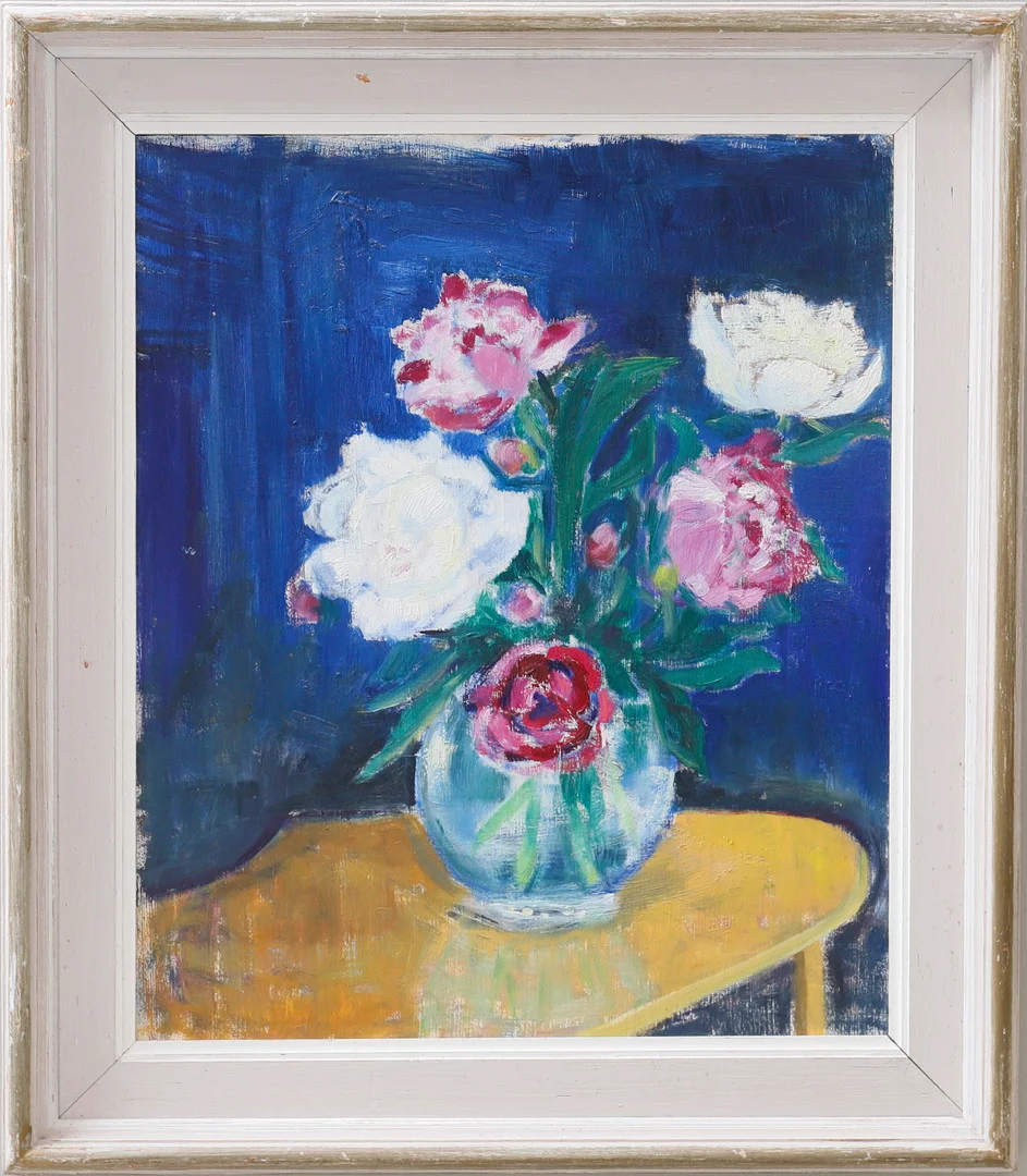 OIDENTIFIERAD KONSTNÄR. Blomsterstilleben, olja på pappannå, 1900-talets första hälft. — Paintings — Gomér & Andersson Nyköping