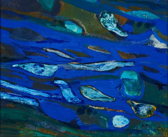 GUNNAR NORDSTRÖM (1921-2021). Forsen, monogramsignerad GN, olja/blandteknik.