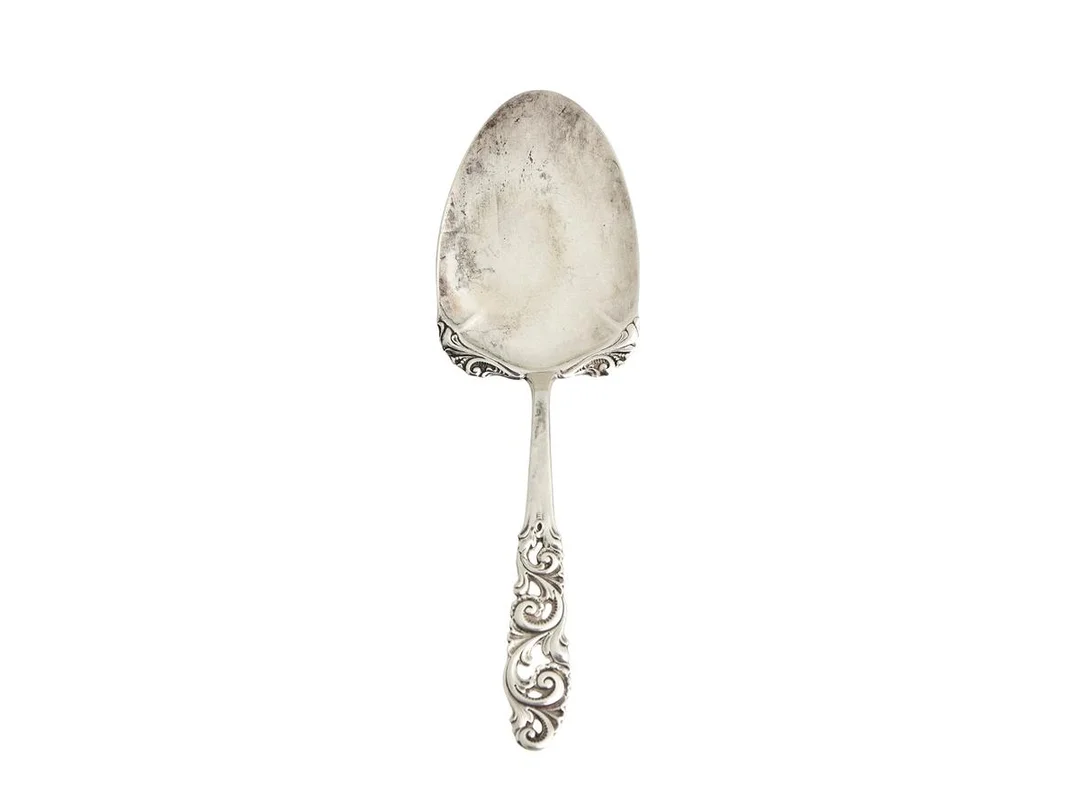 KAKSPADE, 830 silver, längd 15,5 cm, Mylius, Norge, vikt 27,0 g. — Silver/Matsilver — Kaplans