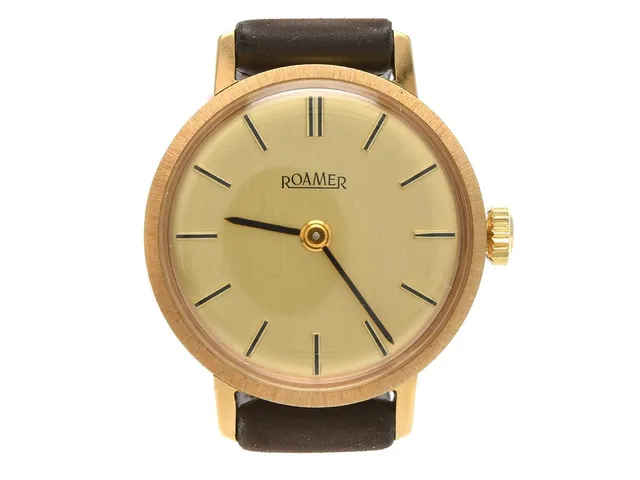 ROAMER, damur, 22 mm, Boett nr. 468.8220.095, doublé, manuell, plexiglas, läderband, originalspänne, ca 1975.