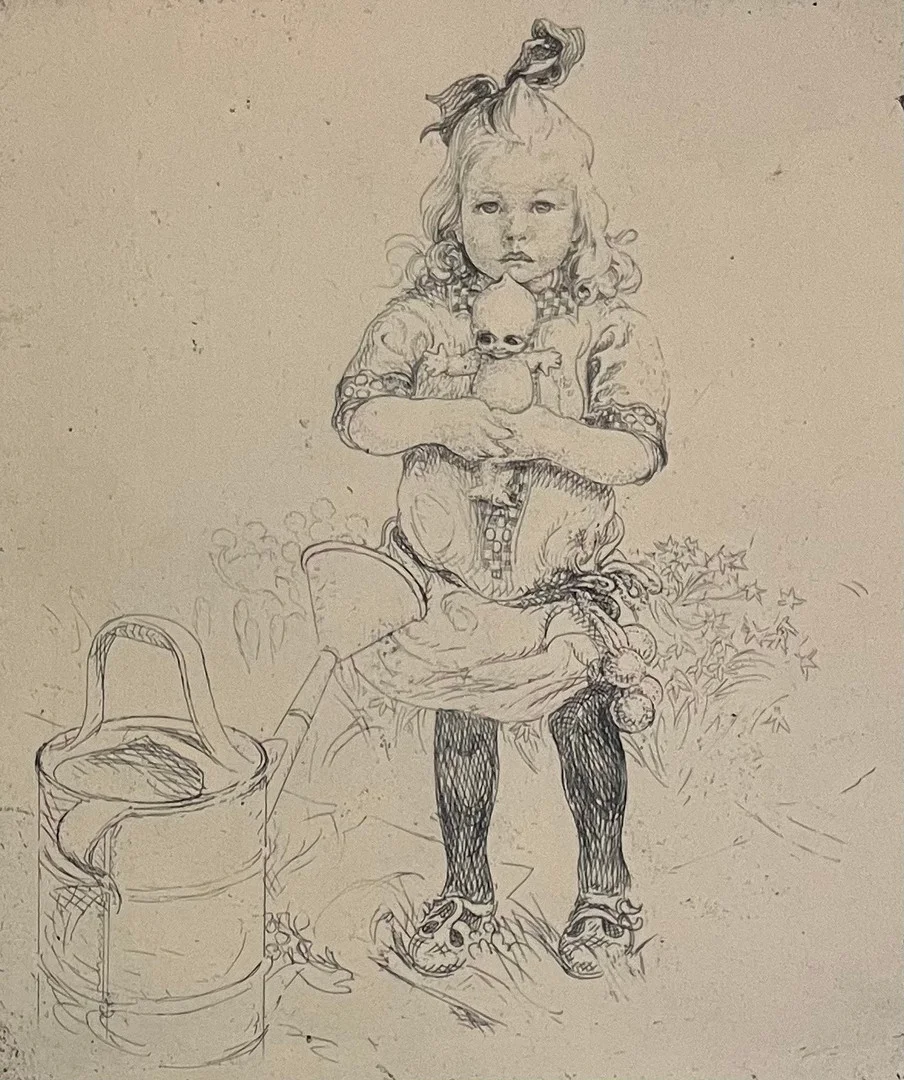 CARL LARSSON. EFTER. "Den underliga dockan". Etsning, utgiven av Före f. grafisk konst, osignerad. — Engravings & Prints — Auktionshuset Thörner & Ek