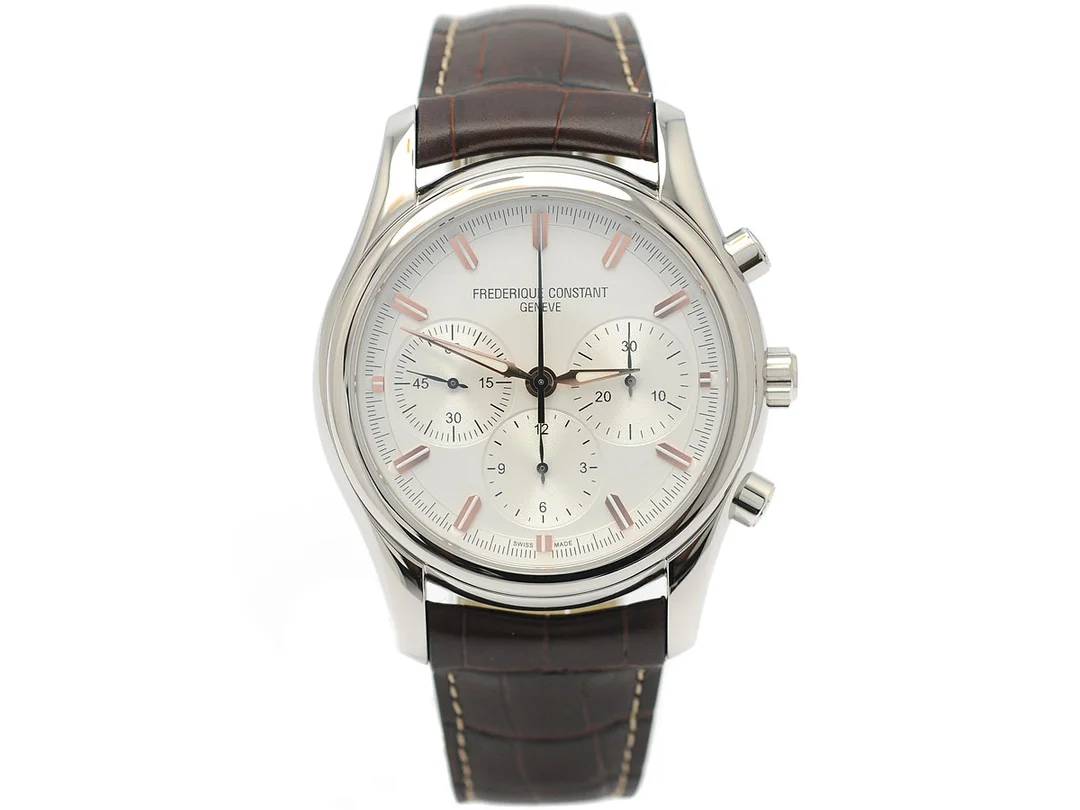 FREDERIQUE CONSTANT, Genève, Peking to Paris, Cal ETA 7750, Serie nr. 0223/1888, Ref nr. FC-396V6B6, Boett nr. FC396X6B6, kronograf, herrur, 42 mm, stål, automatisk, safirglas, datum, glasbaksida, läderband, viklås, ca 2011, box, ytterkartong. Limiterad och numrerad (Nr. 0223/1888). — Klockor/Frederique Constant — Kaplans