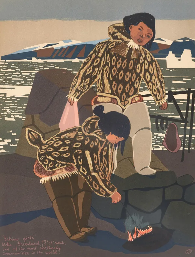LARS NORRMAN (1915-1979), Inuiter, signerad o plåten, litografi.