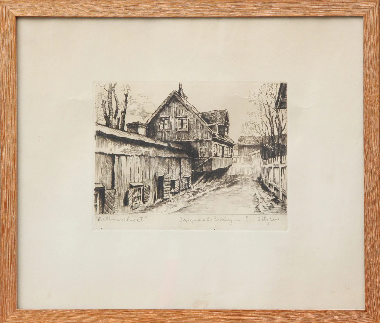 ERNST HÄLLGREN. ETSNING "Bellmanshuset" signerad. — Engravings & Prints — Kalmar Auktionsverk